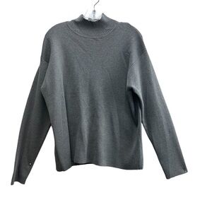 Vintage Charles Keath Grey Wool Blend Mock Neck Long Sleeve Knit Sweater Large
